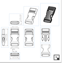 Single Side Release Buckle 25mm # BK 223-25